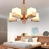 Modern Wood Cube Chandelier With Multiple Bulbs For Bedroom 5 /