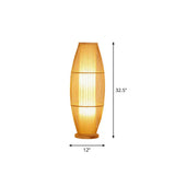 Modern Wood Floor Lamp With Oval Bamboo Cage Shade - 1-Head Living Room Light / 32.5