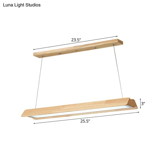 Modern Wood Linear Led Pendant Light Fixture - 25.5/37.5/47 Wide Single Warm/White Dining Room