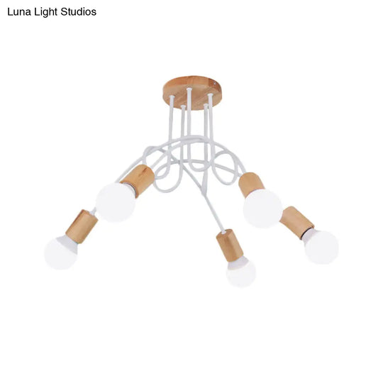 Modern Wood Semi Flush Mount Ceiling Light With Twisted Design For Bedroom