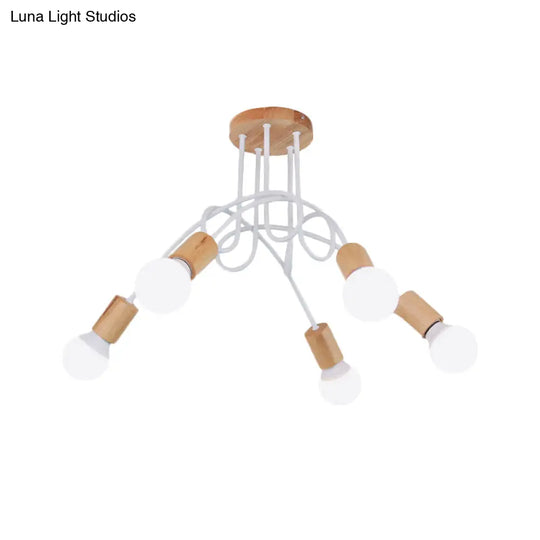Modern Wood Semi Flush Mount Ceiling Light With Twisted Design For Bedroom