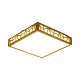 Modern Wood Square Box Ceiling Lamp With Warm/White Led And Stepless Dimming - Ideal For Studying