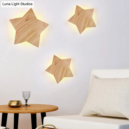 Modern Wood Star Led Wall Sconce - Stylish Contemporary Living Room Lighting