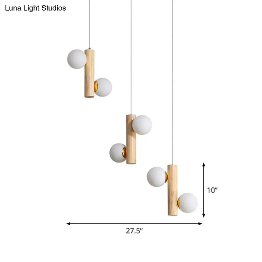 Modern Wood Pendant Light With 6 Bulbs For Dining Room Ceiling