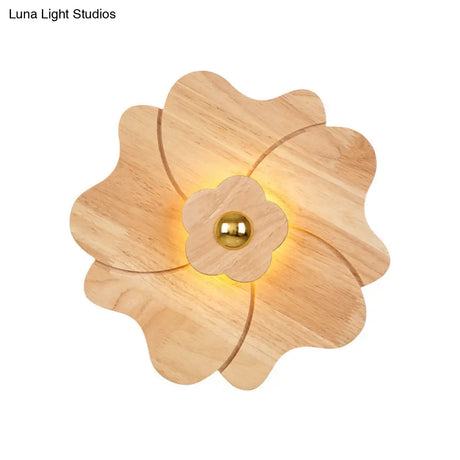 Modern Wood Wall Sconce With Led Lights For Flower Bedside