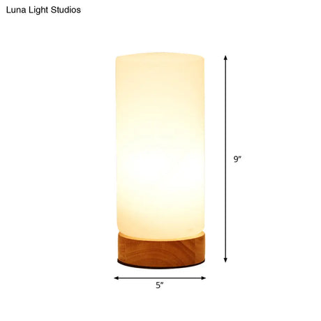 Modern Wood White Glass Book Light With Single Bulb - Globe/Cylinder/Square Shade Task Lighting