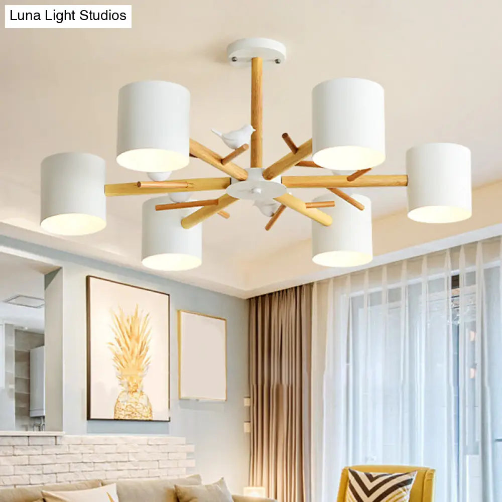 Modern Wooden Led Branch Chandelier Light - Beige Living Room Ceiling Pendant 6 / Wood B