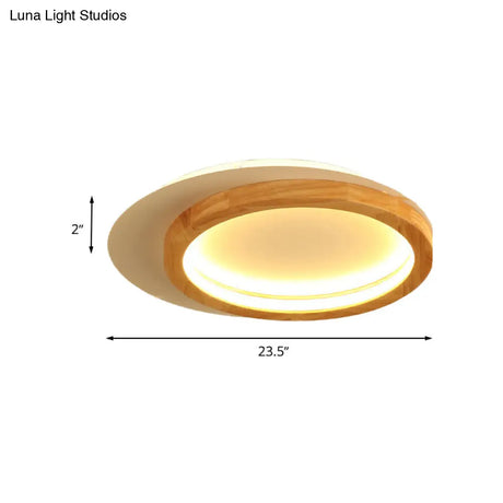 Modern Wooden Led Spotlight Flush Mount Ceiling Light For Living Room - 16’/23.5’ Width