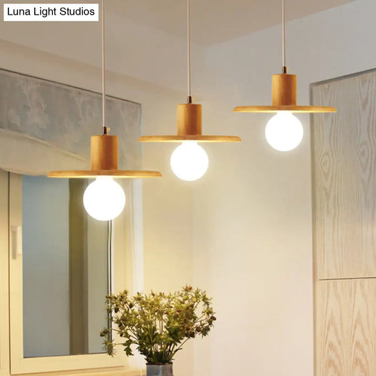 Modern Wooden Chandelier: 3-Bulb Multi Light For Dining Room