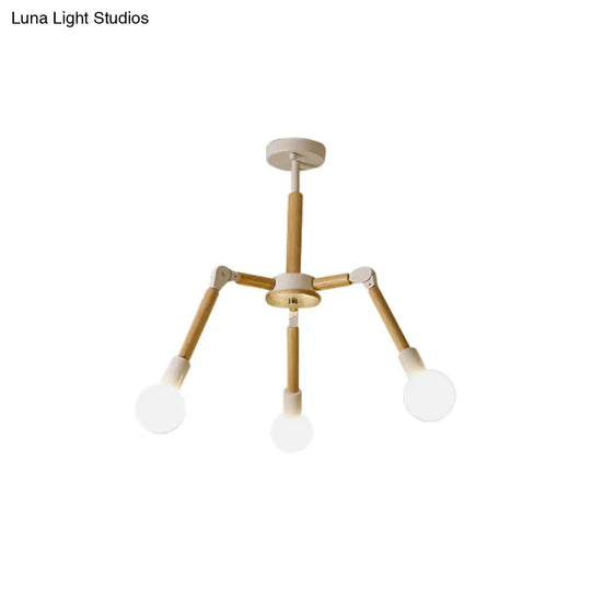 Modern Wooden Molecular Chandelier - 3/6/9 Lights Black/White Bare Bulb Design