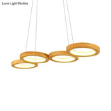 Modern Wooden Pendant Light: 4/5-Light Dining Room Chandelier Beige Led Orb Shade In Warm Light