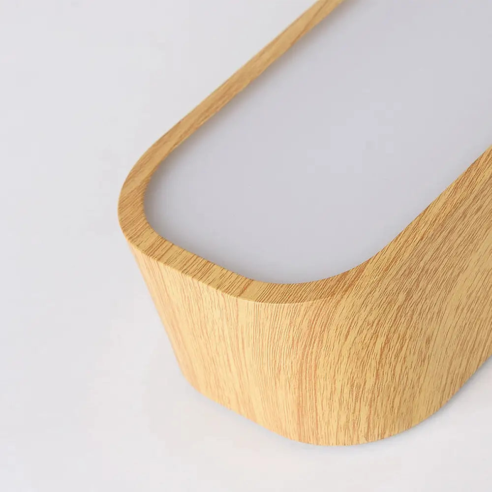 Modern Led Oval Pendant Light - Wood Deep Grain/Light Grain White/Warm/Natural 4/8/12 Wide