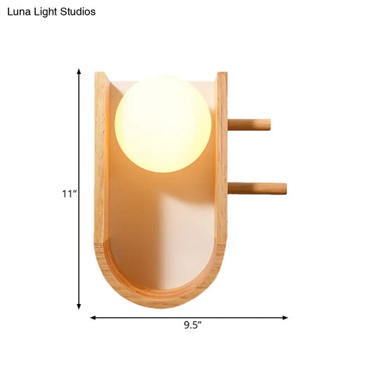 Modern Wooden Sconce Light With Creative Rack Design - Flush Mount Wall Lighting For 1 Bulb