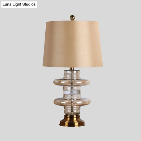 Modern Yellow Desk Lamp With Fabric Shade - Wide Flare 1-Head Design
