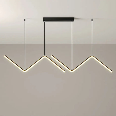 Modern Zigzag Metal Hanging Lamp - Black/Gold Led Island Pendant In Warm/White Light For Dining Room