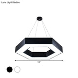 Modernacrylic Hexagonal Hanging Pendant In Black/White For Office Lighting