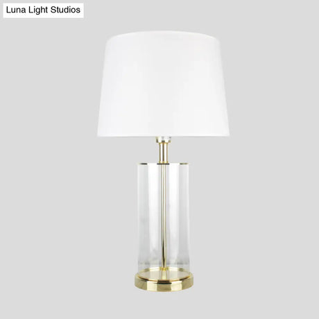 Modernism Desk Lamp With Tapered White Drum Shade