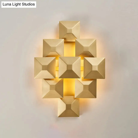 Modernist 1/3-Light Sconce With Metal Shade: Geometric Wall Lamp In Black/White Design For Stairway