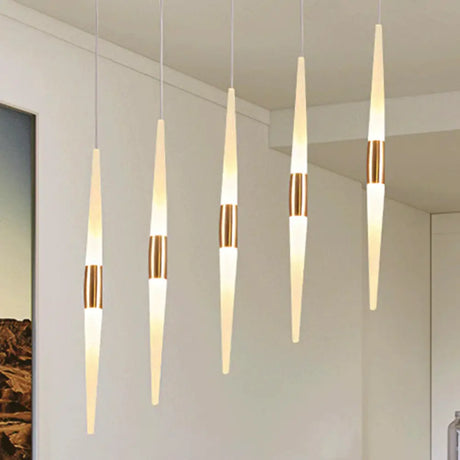 Modernist Acrylic Flute Pendant Light With Cluster Design - 5/6 Lights White Finish Ceiling Hanging
