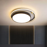 Modernist Acrylic Led Flush Mount Light Black/Gold 16’/19.5’ Ceiling Fixture Black - Gold / 16’