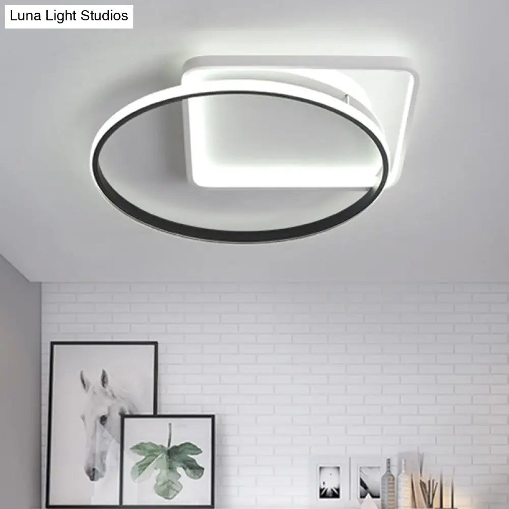 Modernist Acrylic Led Flushmount Ceiling Light In White/Warm 16/19.5 Wide White / 16