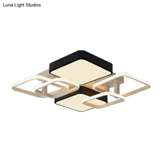 Modernist Acrylic Square Ceiling Flush Mount Led Light 25.5/39 Wide Black