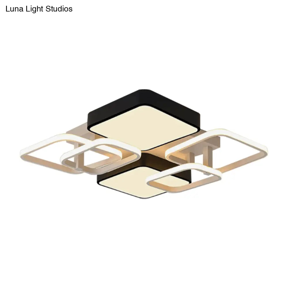Modernist Acrylic Square Ceiling Flush Mount Led Light 25.5’/39’ Wide Black