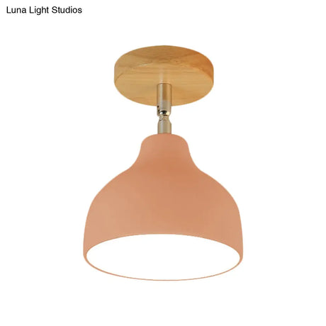Modernist Adjustable Ceiling Mounted Flush Light With Metal Dome - White/Pink 1 Bulb