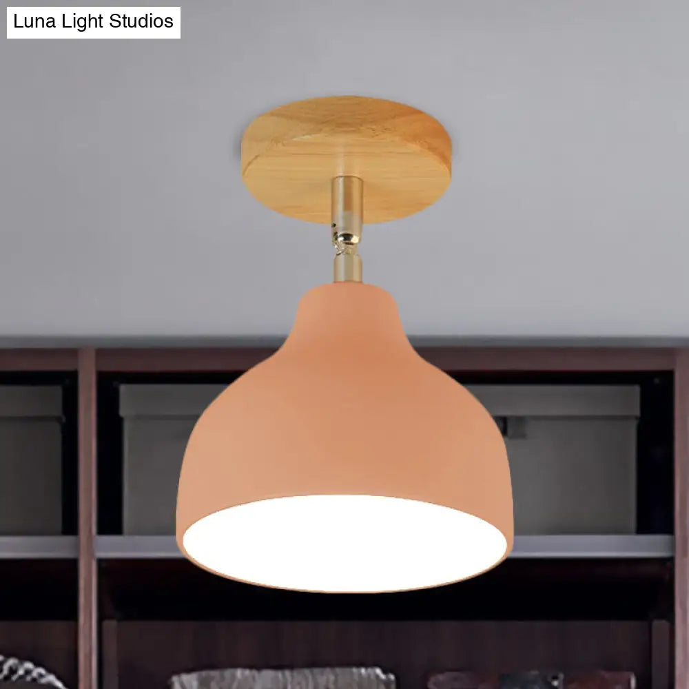 Modernist Adjustable Ceiling Mounted Flush Light With Metal Dome - White/Pink 1 Bulb Pink