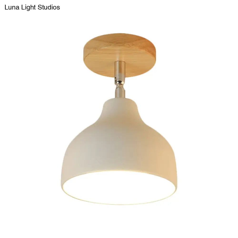 Modernist Adjustable Ceiling Mounted Flush Light With Metal Dome - White/Pink 1 Bulb