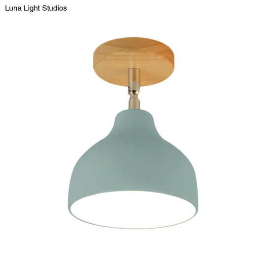 Modernist Adjustable Ceiling Mounted Flush Light With Metal Dome - White/Pink 1 Bulb