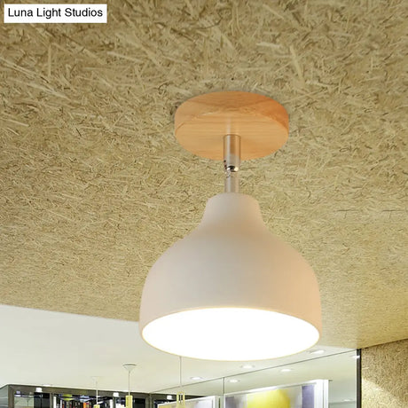 Modernist Adjustable Ceiling Mounted Flush Light With Metal Dome - White/Pink 1 Bulb