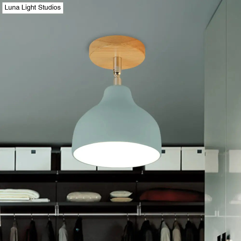 Modernist Adjustable Ceiling Mounted Flush Light With Metal Dome - White/Pink 1 Bulb