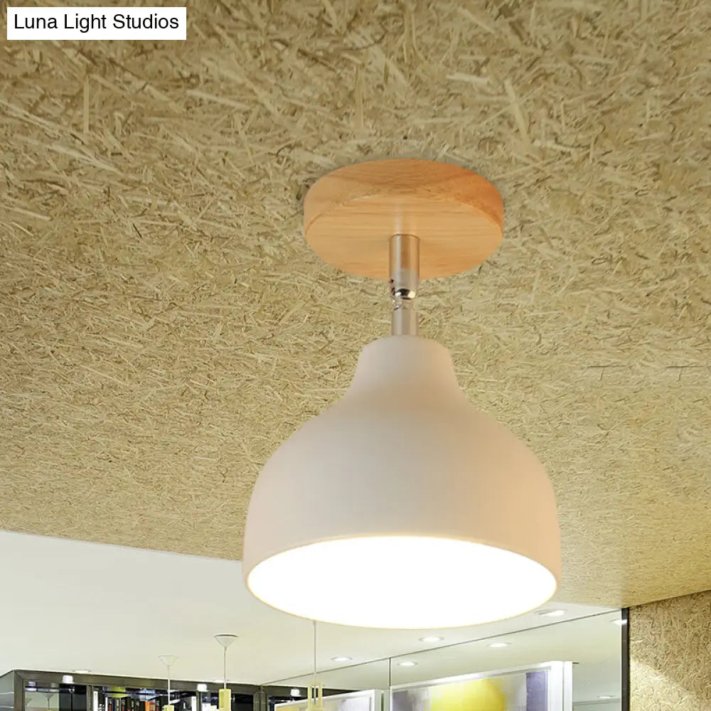Modernist Adjustable Ceiling Mounted Flush Light With Metal Dome - White/Pink 1 Bulb