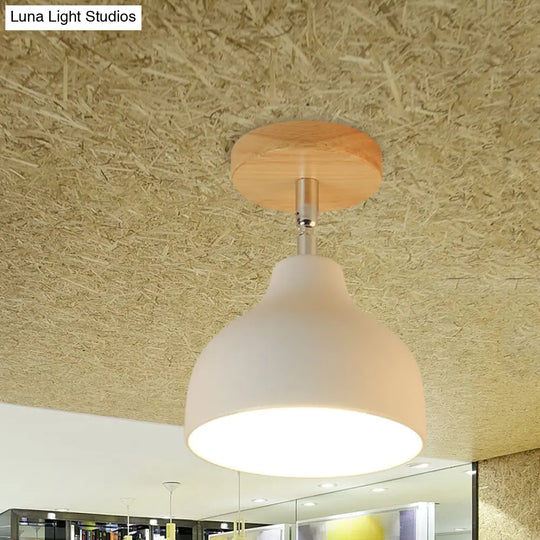 Modernist Adjustable Ceiling Mounted Flush Light With Metal Dome - White/Pink 1 Bulb