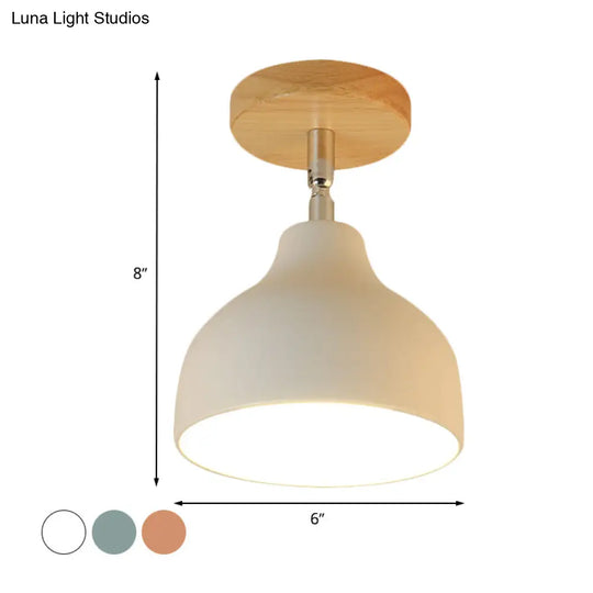 Modernist Adjustable Ceiling Mounted Flush Light With Metal Dome - White/Pink 1 Bulb