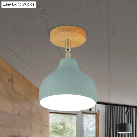 Modernist Adjustable Ceiling Mounted Flush Light With Metal Dome - White/Pink 1 Bulb