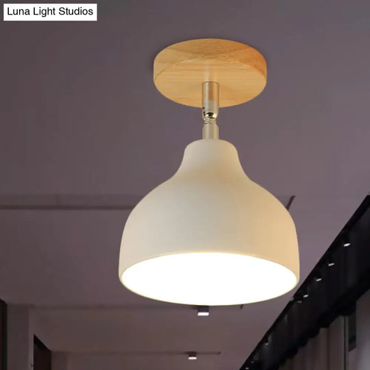 Modernist Adjustable Ceiling Mounted Flush Light With Metal Dome - White/Pink 1 Bulb White