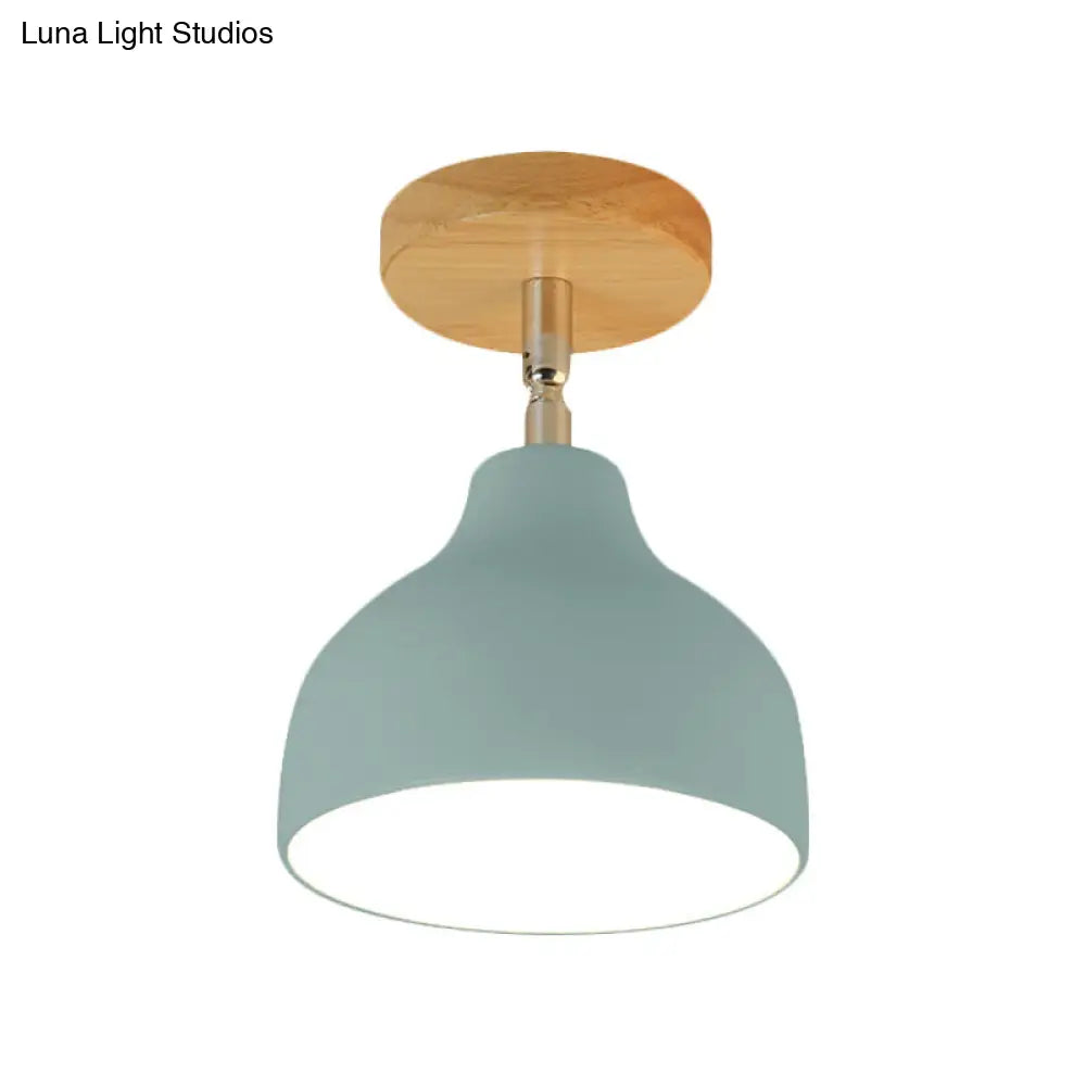 Modernist Adjustable Ceiling Mounted Flush Light With Metal Dome - White/Pink 1 Bulb