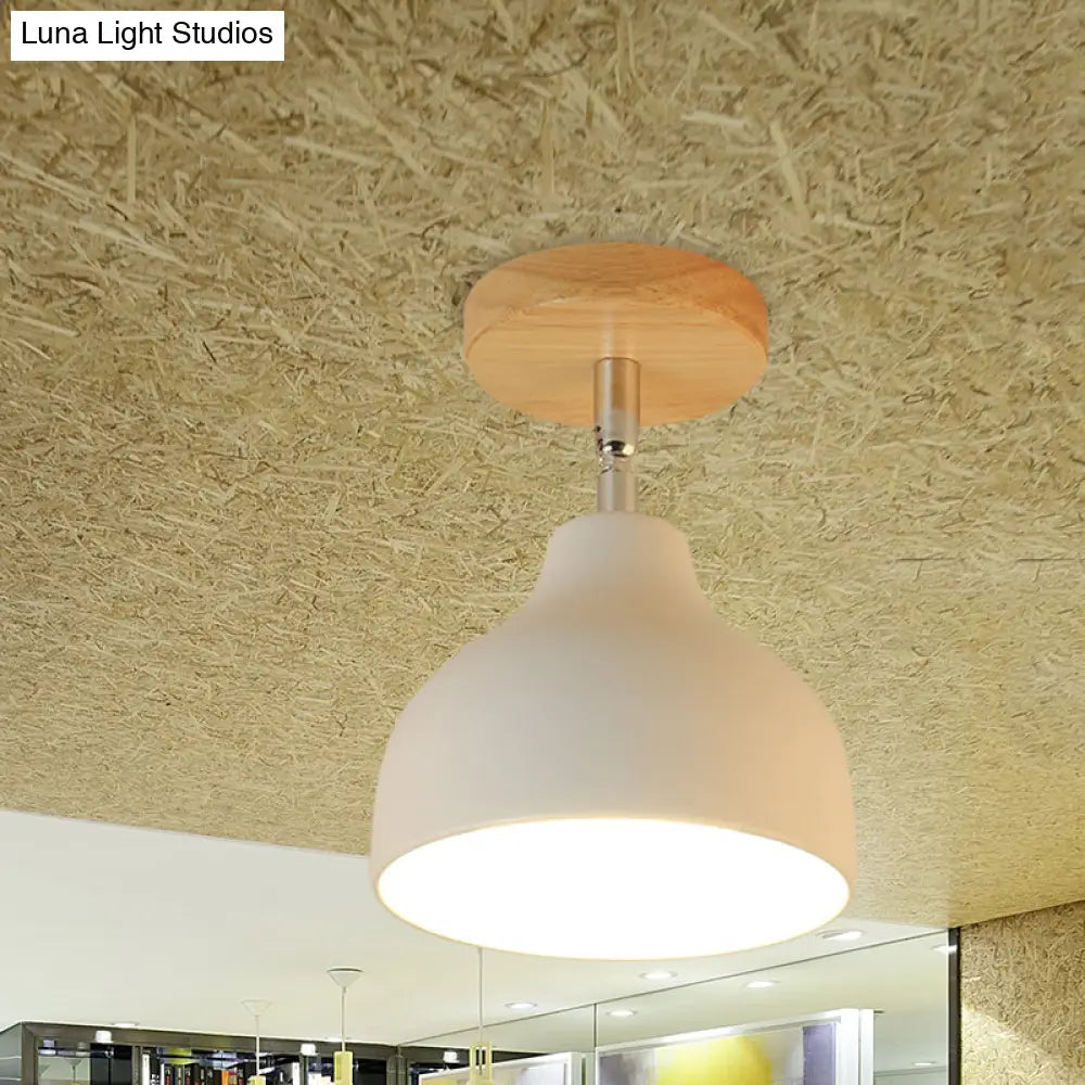 Modernist Adjustable Ceiling Mounted Flush Light With Metal Dome - White/Pink 1 Bulb