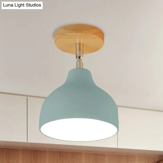 Modernist Adjustable Ceiling Mounted Flush Light With Metal Dome - White/Pink 1 Bulb Blue