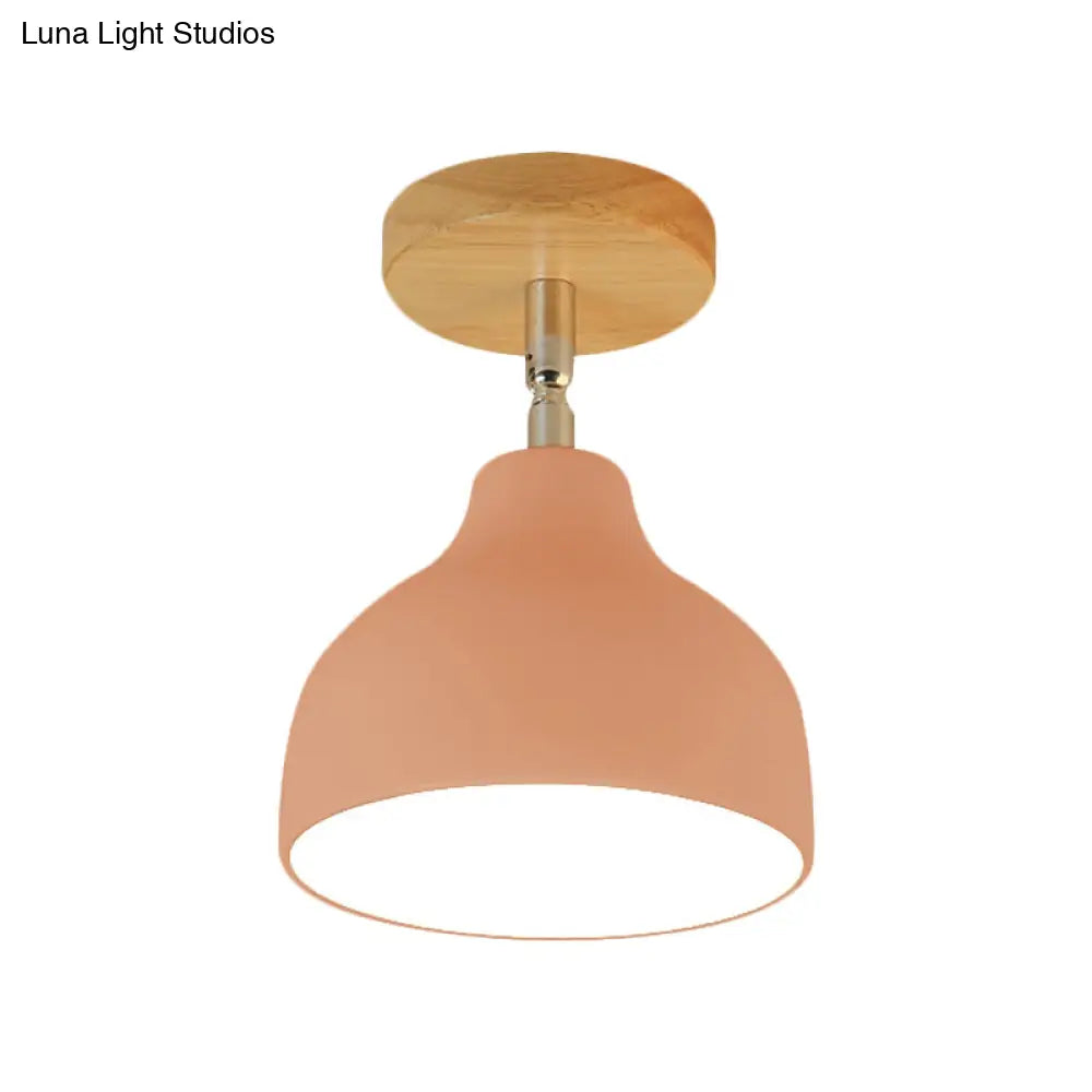 Modernist Adjustable Ceiling Mounted Flush Light With Metal Dome - White/Pink 1 Bulb