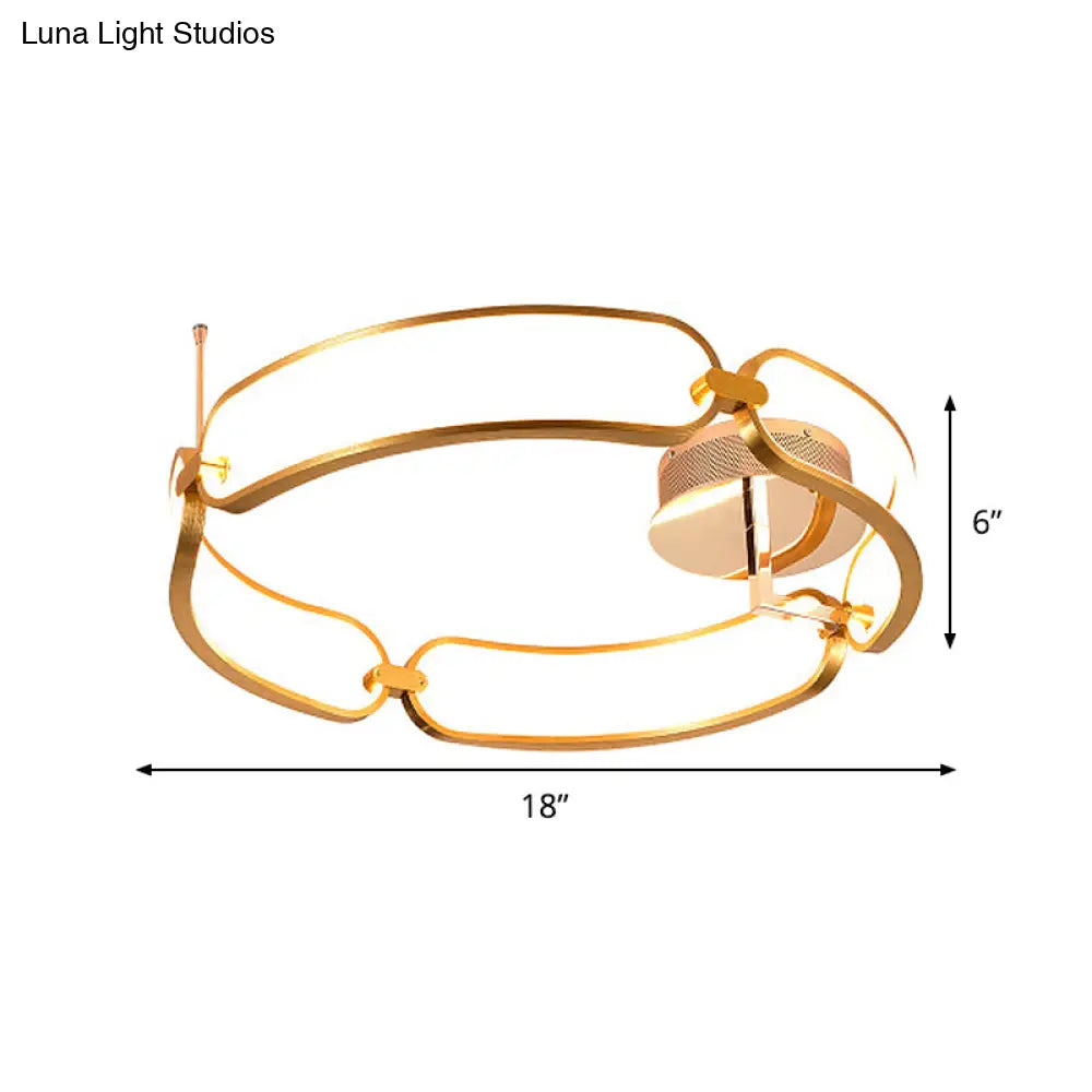 Modernist Aluminum Flush Mount Led Light In Gold - 18’/23.5’ Wide For Dining Room Ceiling