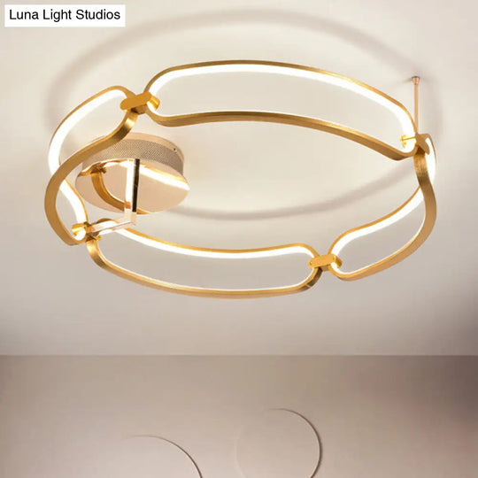 Modernist Aluminum Flush Mount Led Light In Gold - 18/23.5 Wide For Dining Room Ceiling / 18 Warm