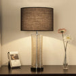 Modernist Black Fabric Straight Sided Task Lamp With Reading Light