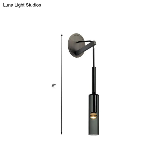Modernist Black Led Wall Sconce - Crystal Tube Light Fixture For Bedroom