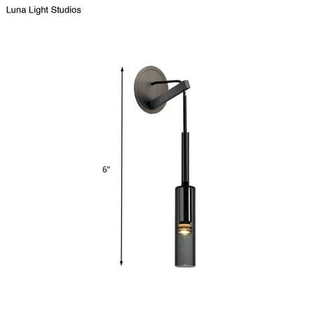 Modernist Black Led Wall Sconce - Crystal Tube Light Fixture For Bedroom