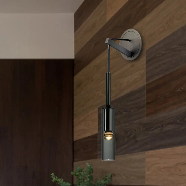 Modernist Black Led Wall Sconce - Crystal Tube Light Fixture For Bedroom