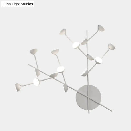 Modernist Branch Metal Wall Light Sconce With 16 Bulbs Led White Finish