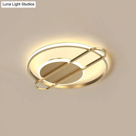 Modernist Circle Thin Flush Mount Led Ceiling Light Fixture - Black/Gold/White 16.5’/20.5’ Wide